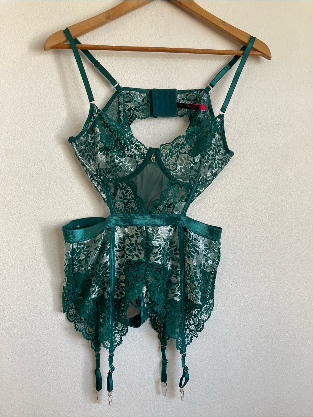 Seven Til Midnight Emerald Lace Garter Teddy Bodysuit - Women Intimates XL
